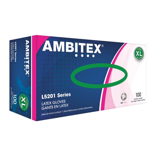 Guantes de látex Ambitex sin polvo, crema, extra grande